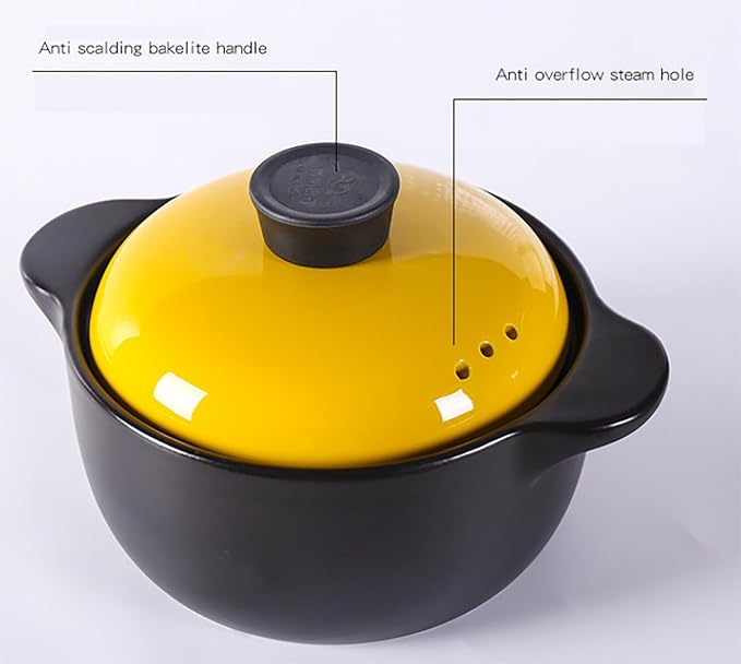 Ceramic Clay Pot for Cooking with Lid Chinese Stew Hot Pot, Earthenware Pot For Cooking Rice, Noodle and Porridge Milk Soup, Casserole Nonstick Cookware for Home Restaurant,6.5l