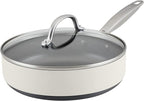 Anolon Achieve Hard Anodized Nonstick Sauté Pan with Lid, 3 Quart - Cream