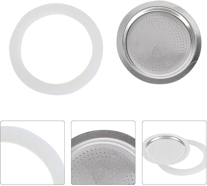 1/2/3/6/9/12 Cup Espresso Maker Replacement Gasket, Coffee Maker Rubber Gasket, Moka Pot Silicone Seal For Espresso Moka Stove Pot, Stovetop Espresso Maker Seal (6 cup+sieve)