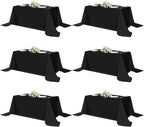 sancua Rectangle Tablecloths 6 Pack - 90x156 Inch - Black Washable Fabric Cloth Table Cloth, Large Reusable Polyester Table Covers for Wedding Party, Birthday, Banquet Reception