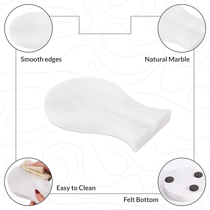 Radicaln Marble Spoon Rest 8" Inches White Handmade Utensil Holder For Kitchen Essentials, Modern Spoon Holder, Kitchen Utensils & Cooking Spoon Rest For Stove Top