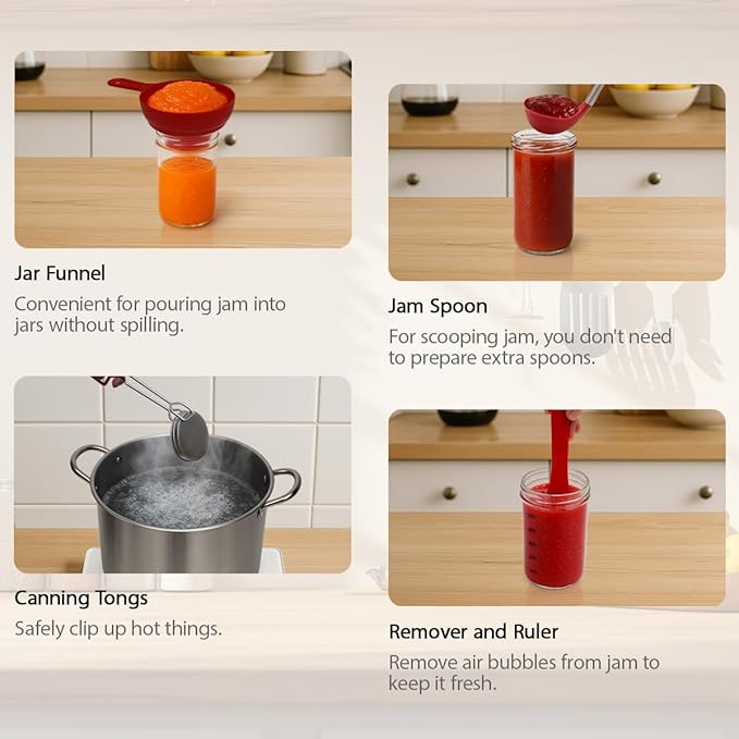 Stainless Steel Canning Pot with Rack & Lid, 21.5 QT Water Bath Canner for Canning, Complete Canning Supplies Starter Kit with Tools, Funnel, Jar Lifter, Tongs for Beginners and Home Use