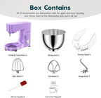 COOKLEE Stand Mixer, 9.5 Qt. 660W Electric Kitchen Mixer with Dishwasher-Safe Dough Hooks, Flat Beaters, Wire Whip & Pouring Shield Attachments for Most Home Cooks, Lavender
