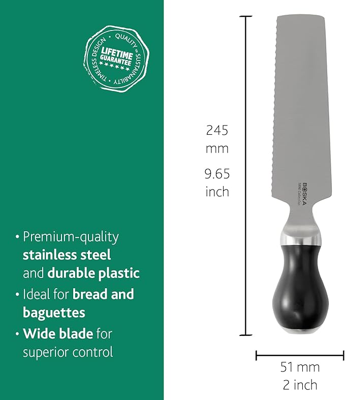 BOSKA Raclette Knife PRO- Stainless Steel - Spatula - Serreted Edge - Raclette - Serving Cutting Tool for Cheese Slicing or Bread knife - Small Kitchen Knife Durable