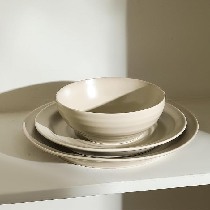 Stone Lain Orbit 4-Piece Salad Plate Set Stoneware, Beige