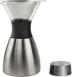asobu Insulated Pour Over Coffee Maker (32 oz.) Double-Wall Vacuum, Stainless-Steel Filter and Take on the Go Carafe (Silver)