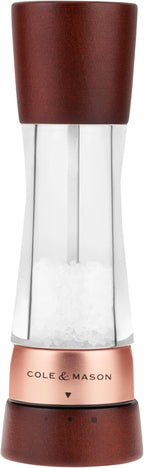 Cole & Mason Derwent Salt Mill - Gourmet Precision Salt Grinder - Refillable Seasoning and Spice Tools - Adjustable Seat, Himalayan and Kosher Salt Grinder Settings - Rose Gold