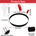 8 Inch Large Egg Rings for Frying Eggs with Foldable Handle, 2 Pack Stainless Steel Round Egg Shaper, Eggs Mcmuffin Ring Mold for Camping Pancake Sandwiches