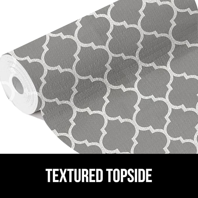 GORILLA GRIP DripGuard Drawer and Shelf Liner for Cabinet, 20x240 Inch, Slip Resistant Non Adhesive Protection for Kitchen, BPA Free Smooth Surface Plastic Liners for Cabinets, Drawers, White Gray