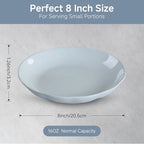 Small Pasta Bowls Set of 8, 16 Oz, 8 inch, Salad bowls, Ceramic bowls, Microwave & Dishwasher Safe, Light Colored Wave Edge