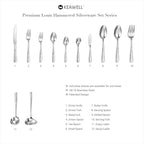 KEAWELL Premium 20/45/65 Piece Louis Hammered Silverware Set with Squared Edge, 18/10 Stainless Steel, Service for 4/8/12, Fine Flatware Set, Dishwasher Safe (45)
