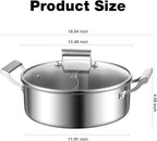 Delarlo Tri-Ply Stainless Steel 7QT Everyday Pan With Lid,Hot Pot,Induction Deep Cooking Pot, 7Quart Stock Pot Dishwasher and Oven Safe