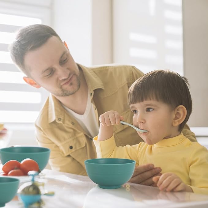 Wheat Straw Bowls Set of 8, Microwave and Dishwasher Safe, Unbreakable and Lightweight Small Bowl for Snack, Yogurt, Dessert Bowls for Kitchen, Picnic, Party (Green, 10 OZ)
