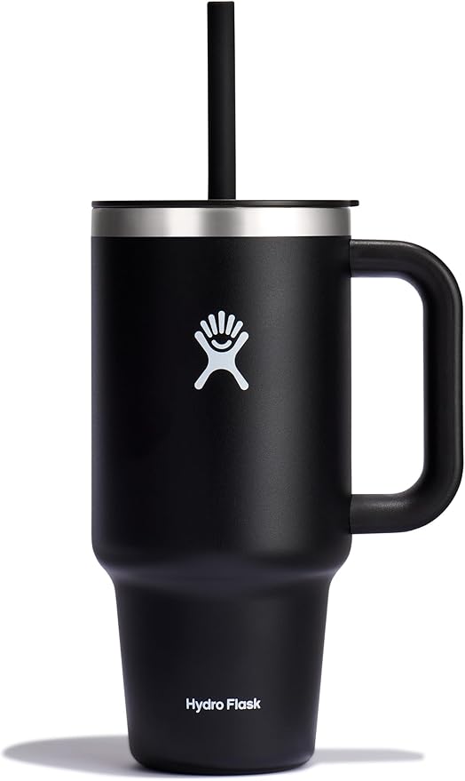 Hydro Flask 32 Oz Travel Tumbler with Handle, Lid and Straw - Insulated Stainless Steel in Black
