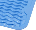 Silicone Dish Drying Mat for Multiple Usage,Easy clean,Eco-friendly,Heat-resistant Silicone Mat for Kitchen Counter,Sink,Bar,Bottle,or Cup Lichen Blue M 17 inches x 6 inches