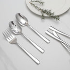 6 Piece Serving Utensils Set, Includes Serving Spoons x 2, Slotted Spoons x 2, Serving Forks x 2, Large Cutlery for Catering Buffet, Mirror Polished, Dishwasher Safe, 9 Inches