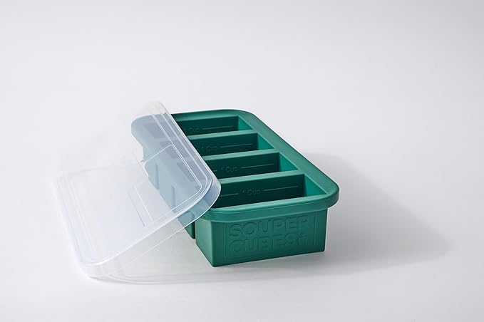 Souper Cubes 1 Cup Silicone Freezer Molds - Soup Cubes Perfect for Freezing Broth, Rice, Leftovers and More - Silicone Freezer Trays with Lids for Meal Prep - Kale - 1-Pack
