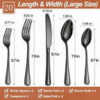 20 Pcs Black Silverware Set for 4 with Simple Striped Handle Design, Food Grade Stainless Steel Flatware Set, Eating Utensils Sets Include Fork/Knife/Spoon, Cutlery Set, Dishwasher Safe