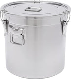 DYNAMI 8.7Gal 304 Stainless Steel Airtight Container with Lid and Locking Clamp,28-60Lbs Metal Bucket Large Food Storage Container Stainless Steel Milk Can,for Rice, Flour,Oil,Soup(33L)