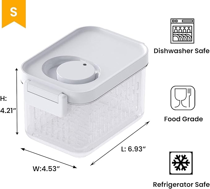 vacane Produce Saver, Fruit Storage Containers Produce Containers Berry Containers with Colanders, 3.8 Cup