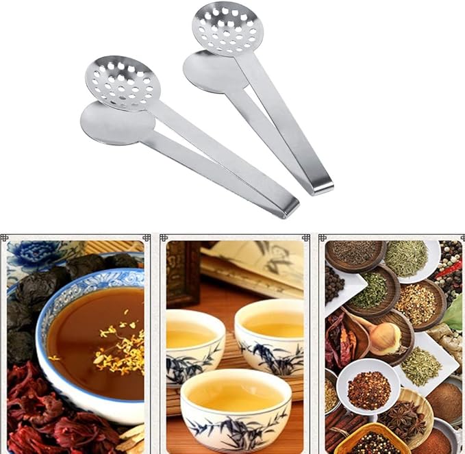 TraderPlus 2 Pack Stainless Steel Tea Bag Squeezer Tongs Strainer Grip