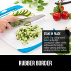 GORILLA GRIP BPA-Free Reversible Kitchen Cutting Board Set of 3, US Designed, Nonporous, Juice Grooves Catch Liquid, Slip Resistant Border, Dishwasher Safe, Durable Large Food Chopping Boards, Aqua