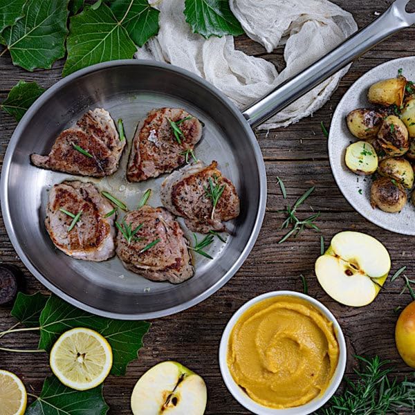 BRA COOKWARE Profesional Frying Pan | 10.2 inches Professional Skillet | Stainless Steel Pan w/o Non-Stick Coating | All Stovetop Compatible - Full Induction Skillet | 100% PFOA Free | Brushed Finish