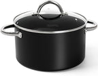 MICHELANGELO Stock Pot with Lid, Nonstick Cooking Pot, 6 Quart Soup Pot with Lid, Non Stick Pots with Stainless Steel Handle, Induction Compatible, Black