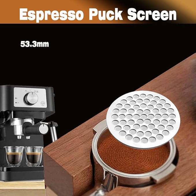53.3mm Espresso Puck Screen-Food-Grade 316 Stainless Steel, 0.8mm Thickness, Reusable Filter for Espresso Portafilter-Compatible with Puck Screen 54mm Breville & Breville Coffee Accessories