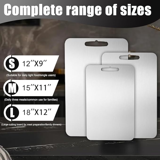 Titanium Cutting Board - Dishwasher Safe, Double-Sided Food Grade Pure Titanium Cutting Boards for Kitchen, Durable & Easy to Clean & Odor Resistant for Indoor Kitchen and Outdoor (Small)