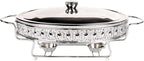 Casserole Dish 13" x 9" Glass Baking Dish with Stainless steel Lid and rack, Silver oval 2.5 Qt Large Baking Pan For Casserole & Lasagna, Microwave Dishwasher Freezer Oven Safe