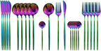 JASHII Flatware Set 24 Piece, Stainless Steel With Titanium Colorful Plated, Multicolor Flatware Set, Silverware, Rainbow Color Cutlery Set Service For 6