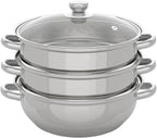 3 Tier Stainless Steel Steamer Set 28 Cm, 11 Inch Food Steam Pot For Cooking Vegetables, Seafood, Soups, Stews, Pasta, Veggie