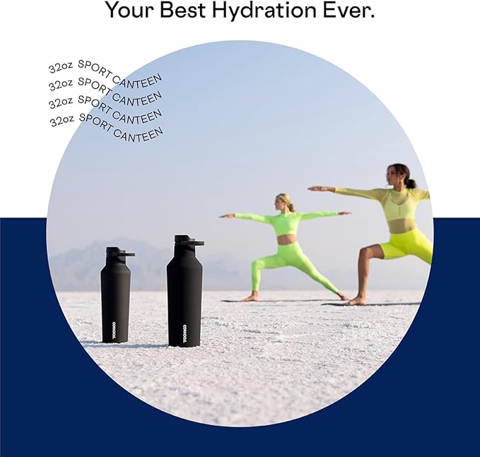 Corkcicle Sport Canteen - Keeps Drinks Cold 25 Hours - Stainless Steel Water Bottle - Triple-Insulated - Spill-Proof - Summer Drinkware Gift - Keeps Drinks Ice Cold - 32 oz - Midnight Navy