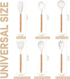 P&P CHEF Cooking Utensils Set, 6 PCS Kitchen Utensils with Wooden Handle, Silicone Spatula for Nonstick Cookware, Easy Clean & Non-toxic, White