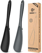 Pack of 2 Cooking Spoons for Non Stick Cookware, Multifunction Spatula Spoon BPA-Free, One-Piece Design, Suitable for Scooping, Scraping, Serving and Mixing(BLACK-GRAY)
