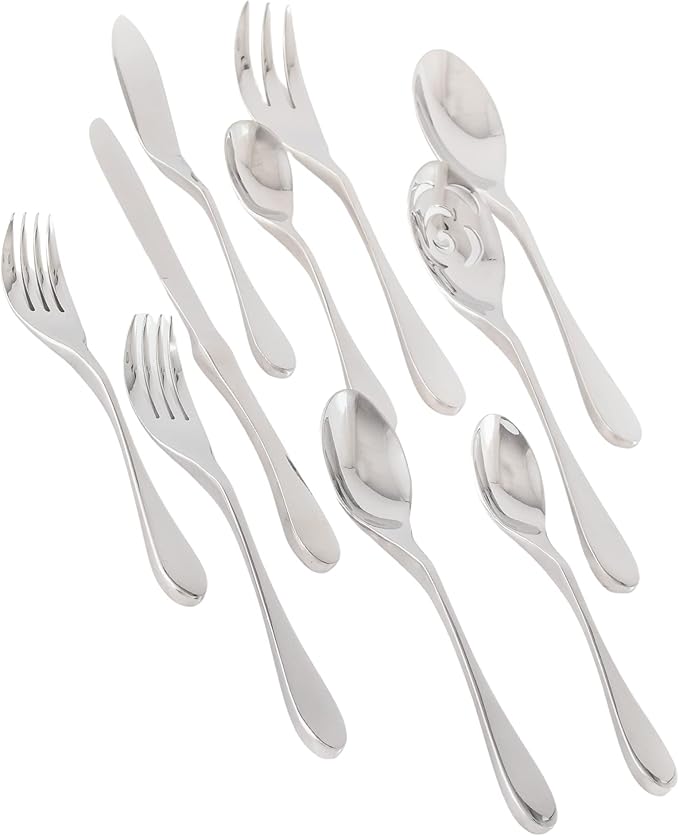 KNORK's Original Flatware Set - 45 Piece Glossy Silverware Set with Knork Forks - Durable and Stylish Knork Flatware Set for Everyday Use, Service for 8