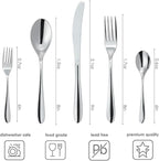 Windsor Silverware Set, 30 Piece Forged Flatware Cutlery Premium Stainless Steel, Service for 6, for Kitchen, Home, Wedding, Party, Mirror Polished Dishwasher Safe. (Silver Polish)