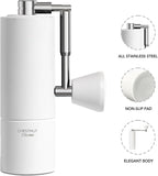 TIMEMORE Manual Coffee Grinder Foldable Handle Burr Coffee Grinder with Capacity 20g Chestnut C3S PRO Internal External Adjustable Setting, Double Bearing Positioning for Travel Camping, Home White