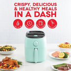 DASH Tasti-Crisp™ Electric Air Fryer Oven, 2.6 Qt., Aqua – Compact Air Fryer for Healthier Food in Minutes, Ideal for Small Spaces - Auto Shut Off, Analog, 1000-Watt