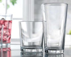 Glaver's Drinking Glasses Set of 12. Glassware set, 6 Highball Glass Cups, 6 Whiskey glasses.17 oz Tall Glass Set and 13 oz Rock Glasses. Classic Drinkware Set