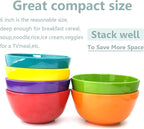 KX-WARE Melamine Bowls set - 28oz 6inch 100% Melamine Cereal/Soup/Salad Bowls, Set of 12 in 6 Assorted Colors | Shatter-Proof and Chip-Resistant Dishwasher Safe, BPA Free