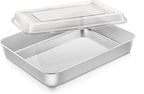 Baking Pan Set, 9¼ x 7⅛ x 2 Inch Small Rectangle Sheet Cake Pan with Lid, Stainless Steel Bakeware for Lasagna Brownie Casseroles