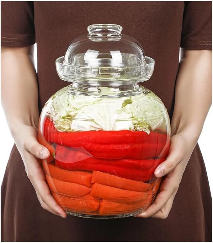 Glass Jar with Lid Pickle Jar, 1.5L Wide Mouth Fermentation Jar Crock for Pickles Kimchi, Sauerkraut, Kombuch Vegetables Paocai Jar Pot, Thickning