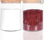 Set of 2 Large Glass Food Storage jar, 100 FL OZ (3000ml) Glass Flour Canister with Airtight Bamboo Lids for Kitchen Corner, BPA-Free Flour Container for Sugar, Ground Coffee, Rice and Dry Food
