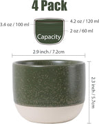 INGOFIN Ceramic Espresso Cup Set of 4-4.2 oz Espresso Cup for Coffee and Tea, Modern Porcelain Glazed Demitasse Cups, Microwave Dishwasher Safe Mugs, Suit for Espresso Machine, Mix