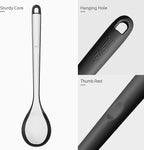 600ºF Heat Resistant Silicone Spoon: U-Taste 13.3in Solid Kitchen Cooking Spoon, Nonstick Food Grade Large & Long Soup Rubber Utensil for Mixing, Serving, Stirring, Basting, for Pot Cookware (Black)