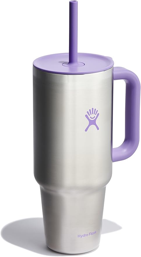 Hydro Flask 40 Oz Travel Tumbler with Handle, Lid and Straw - Insulated Stainless Steel in Stainless Steel Violet