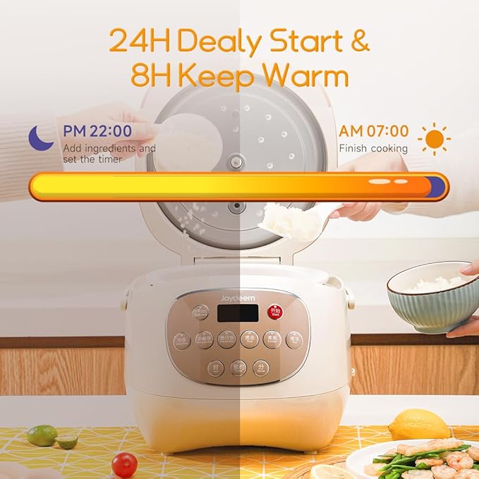 Joydeem Ceramic Rice Cooker, 6 Cups Uncooked Rice Cookers with Pure Ceramic Inner Pot, Healthy & PFOA Free, 3L/3.2 qt, DFB-C300