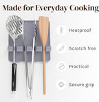 Silicone Spoon Rest for Stove Top with Drip Pad (2 Pack) - Heat Resistant BPA Free Utensil Rest & Kitchen Spoon Holder for Kitchen Counter - Grill And Countertop - Spatula Holder, Tongs, Ladle - Grey